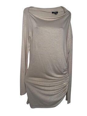 Express Cream Long Sleeve Ruched Top